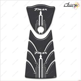 PROTECTION SPORTELLO TANK STICKER 3D FOR YAMAHA T MAX 2008 2011 CARBON WHITE