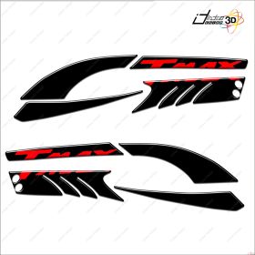 STICKERS 3D BOOMERANG PROTECTION SCRATCHES FOR YAMAHA TMAX 08-11 BLACK RED