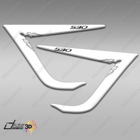 STICKER SIDE FAIRING SUITABLE FOR TMAX 530 2012 RACING 3D RESINATED BLACK WHITE