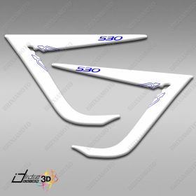 STICKER SIDE FAIRING SUITABLE FOR TMAX 530 2012 RACING 3D RESINATED BLUE WHITE