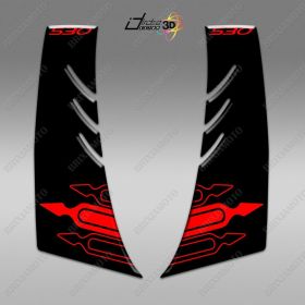 2 ADESIVI 3D CARENA YAMAHA ROSSO NERO