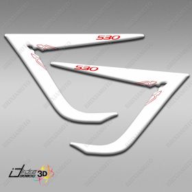 STICKER SIDE FAIRING SUITABLE FOR TMAX 530 2012 RACING 3D RESINATED RED WHITE