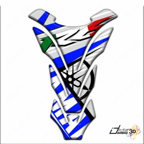ADHESIF 3D RESERVOIR RESINE COMPATIBLE YAMAHA R6 R 6 MOTO SPORT TRICOLORE BLEU