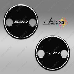 2 AUTOCOLLANTS RESINE 3D COUVRE EMBRAYAGE ADAPTABLE TMAX T MAX 500 BLANC NOIR