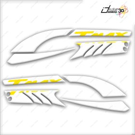 STICKERS 3D BOOMERANG PROTECTION SCRATCHES FOR YAMAHA TMAX 08-11 WHITE YELLOW