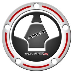 TANKDECKEL AUFKLEBER BEHARZTE WEISS ROT FITS KAWASAKI ZX-10R 2010-2015