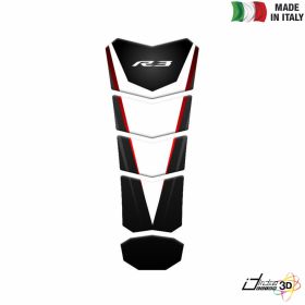 TANKSCHUTZ AUFKLEBER BEHARZTE WEISS ROT FUR YAMAHA YZF R3 321 2014-2018
