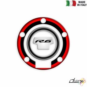 FUEL CAP STICKER RESINED WHITE RED FITS YAMAHA YZF 600 R6 2015-2017