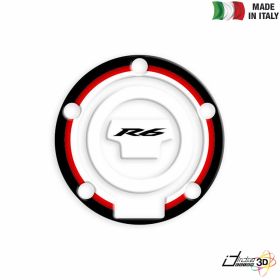 TANKDECKEL AUFKLEBER BEHARZTE WEISS ROT FUR YAMAHA YZF 600 R6 2009-2014