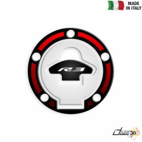 FUEL CAP STICKER RESINED WHITE RED FITS YAMAHA YZF R3 321 2014-2019