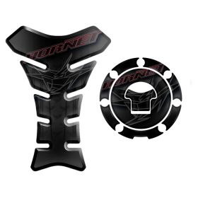 TANKSCHUTZ DECKEL AUFKLEBER 3D SCHWARZ ROT FITS HONDA CB F HORNET 600 2011 2013
