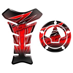 TANKSCHUTZ DECKEL AUFKLEBER BEHARZTE ROT SCHWARZ FITS KAWASAKI Z 1000 2010 2013