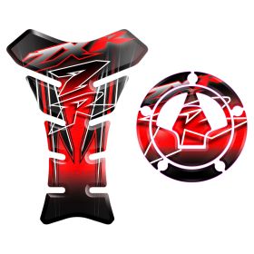 RESINED STICKERS KIT TANK + CAP RED BLACK FITS KAWASAKI ZX-7R NINJA 750