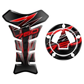 ADHESIFS 3D RESERVOIR + BOUCHON ROUGE GRIS FITS KAWASAKI Z 750 Z750 2007 2012