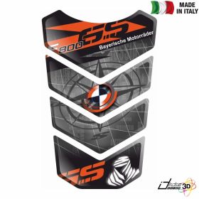 TANK PAD ANTI SCRATCH RESINED 3D STICKER GREY ORANGE FITS BMW F 800 GS