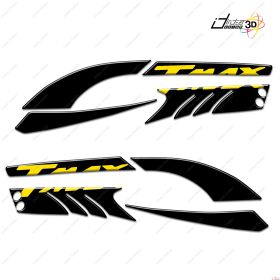 STICKERS 3D BOOMERANG PROTECTION SCRATCHES FOR YAMAHA TMAX 08-11 BLACK YELLOW