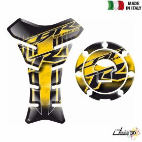 ADHESIFS RESINE RESERVOIR + BOUCHON JAUNE NOIR FITS HONDA CBR 600 RR 2005 2009