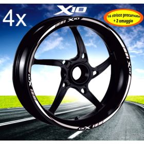 Autocollants de jante de moto IRIDEA DESIGN BIC-PIA-X10-WH-SI