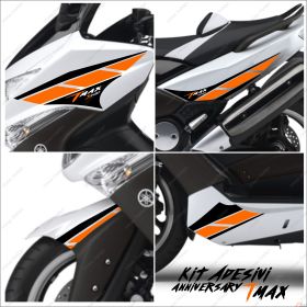 ADHESIFS ANNIVERSARY COQUE COMPATIBLE YAMAHA TMAX T-MAX 08 11 NOIR ORANGE