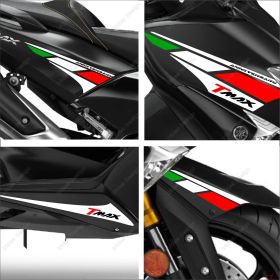 ADHESIFS ANNIVERSARY COMPATIBLE YAMAHA TMAX T-MAX 530 DX SX TRICOLORE BLANC 2017
