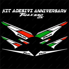 ADHESIFS ANNIVERSARY COMPATIBLE YAMAHA TMAX 530 DX SX TRICOLORE BLANC 2017 SPORT