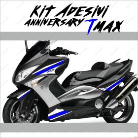 ADHESIFS ANNIVERSARY COQUE COMPATIBLE YAMAHA TMAX T-MAX 08 11 BLANC BLEU SPORT