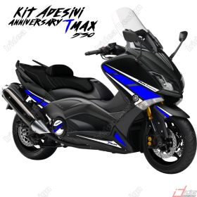 ADHESIFS ANNIVERSARY COQUE COMPATIBLE YAMAHA TMAX T-MAX 2012-16 BLANC BLEU SPORT