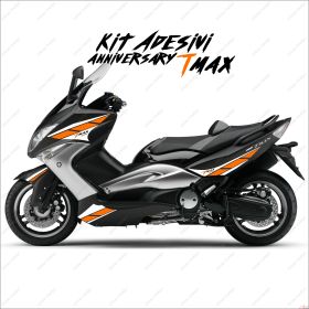 ADHESIFS ANNIVERSARY COQUE COMPATIBLE YAMAHA TMAX T-MAX 08 11 BLANC ORANGE