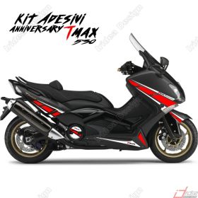 ADHESIFS ANNIVERSARY COQUE COMPATIBLE YAMAHA TMAX T-MAX 2012-16 BLANC ROUGE