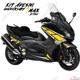 ADHESIFS ANNIVERSARY COMPATIBLE YAMAHA TMAX T-MAX 2012-16 TRICOLORE BLANC JAUNE