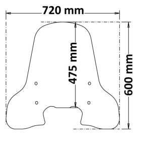 Parabrezza Classic ISOTTA fumè chiaro 600x720x3mm solo lastra senza attacchi