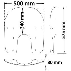 ISOTTA wechselbare Windschutzscheibe transparent 575x500x4mm