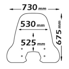ISOTTA Mittelwindschild-Kit vergrößert transparent Siebdruck und enthaltenen Halterungen