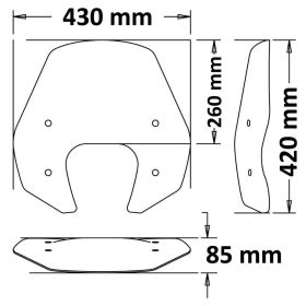 Kit cupolino ISOTTA trasparente 420x430mm omologato ABE con attacchi inclusi