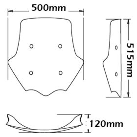 Parabrezza basso ISOTTA fumè chiaro 515x500x6mm con omologazione ABE senza attacchi