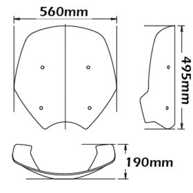 Parabrezza basso ISOTTA trasparente 495x560x6mm con omologazione ABE senza attacchi