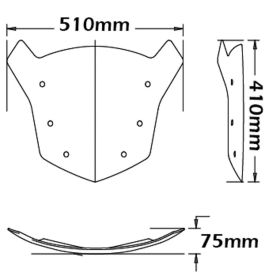 Écran de sport fumé clair ISOTTA 410x510x6mm avec approbation ABE sans attachement