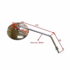 JMP Rechter Chrom-Lenker Spiegel BA19-K0016M-R für Kawasaki