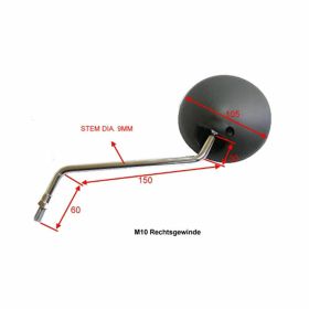 Linker schwarzer Lenker Spiegel JMP BA19-Y0001B-L für Yamaha