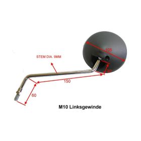 Rechter schwarzer Lenker Spiegel JMP BA19-Y0001B-R für Yamaha