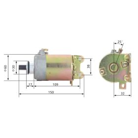 Motorino avviamento JMP MQD603 9 denti rotazione destra