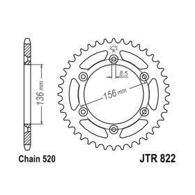 JT JTA822.52 MOTORCYCLE REAR SPROCKET
