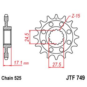 KETTENSATZ JT 525Z3 VORNE 15 RITZEL 41 STR