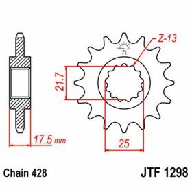 Pignone JT passo 428 17 denti JTF1298.17 per Honda