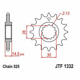Pignone JT passo 525 16 denti JTF1332.16 per Honda