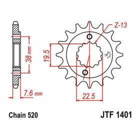 JT Sprocket Teilung 520 16 Zähne JTF1401.16