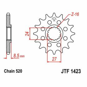 JT Sprocket 520 Pitch 16 Teeth JTF1423.16 for Suzuki GSX-R