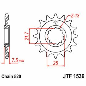 JT Sprocket 520 Pitch 15 Zähne JTF1536.15 für Kawasaki