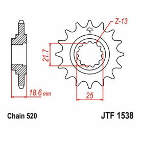 JT Sprocket 520 Pitch 14 Zähne JTF1538.14 für Kawasaki
