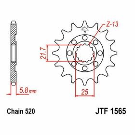 JT Racing Kettenrad 520 Pitch 14 Zähne JTF1565.14SC für Kawasaki